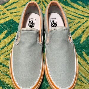 Women's Size 7.0 VANS Slip-On Shoes "Tna" Colab Arctic Grey with Orange Trim